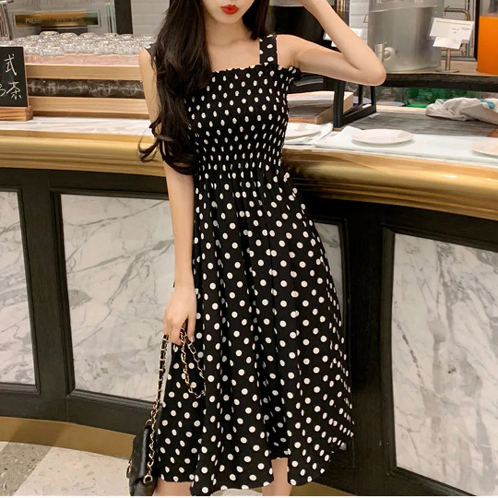 Elegant midi dress with polka dot print