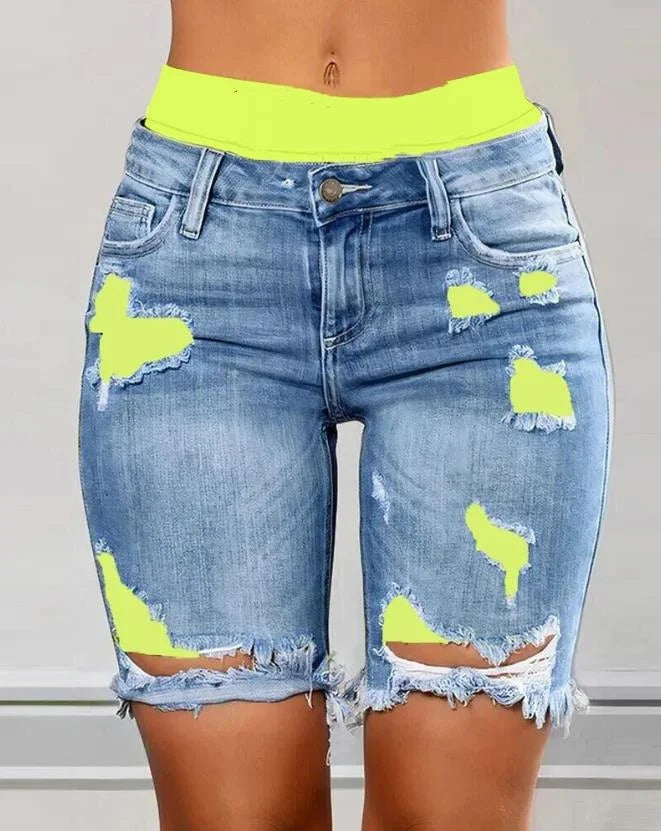 Stylish ripped denim shorts