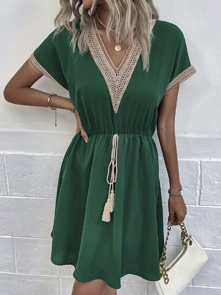 Flare boho v-neck dress