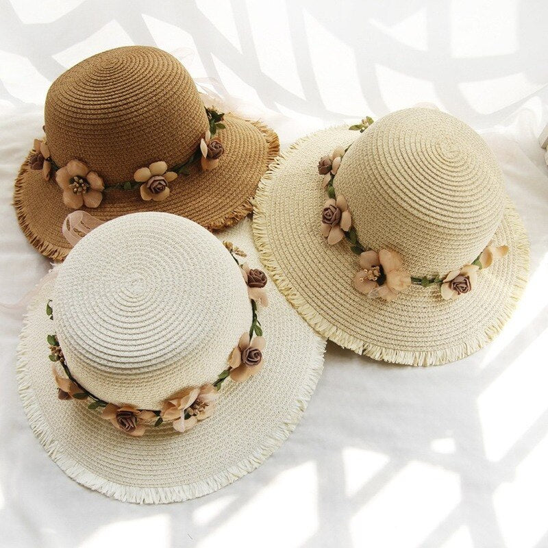 Flowery sun hat for women