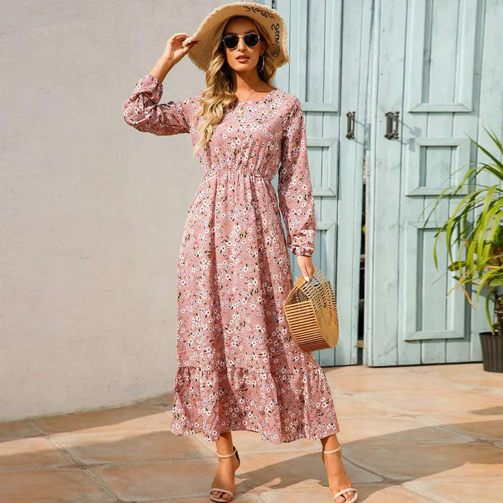 Floral maxi dress with long sleeves