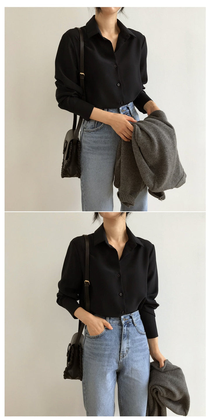 Classic button-down blouse with relaxed fit