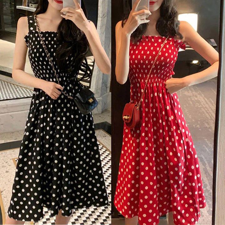 Elegant midi dress with polka dot print