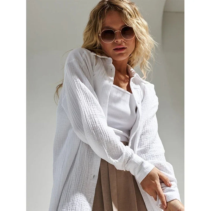 Elegant relaxed fit long-sleeve blouse