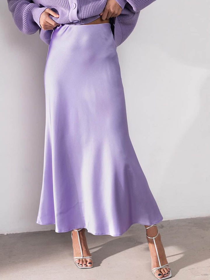 Luxe elegant satin midi skirt