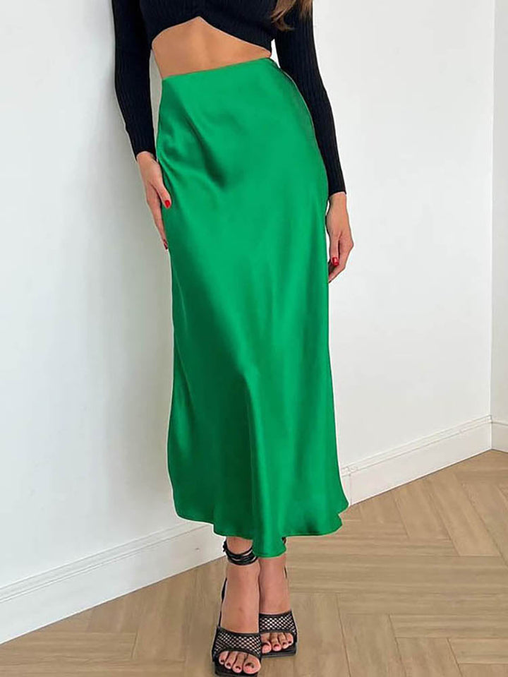 Luxe elegant satin midi skirt