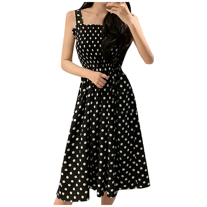 Elegant midi dress with polka dot print