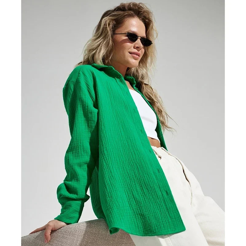 Elegant relaxed fit long-sleeve blouse