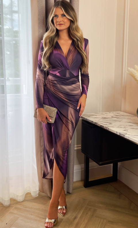 Elegant purple midi dress