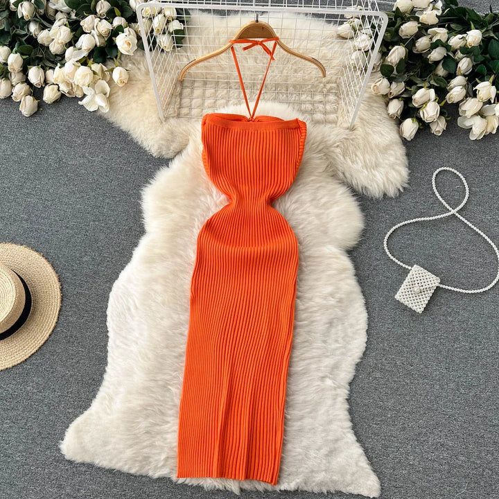 Chic halter dress with side slit