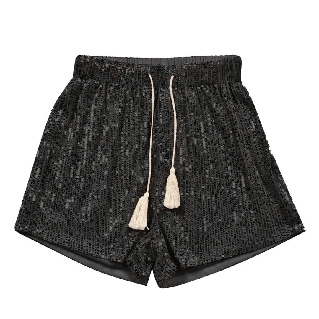 Sequin shorts with high waist