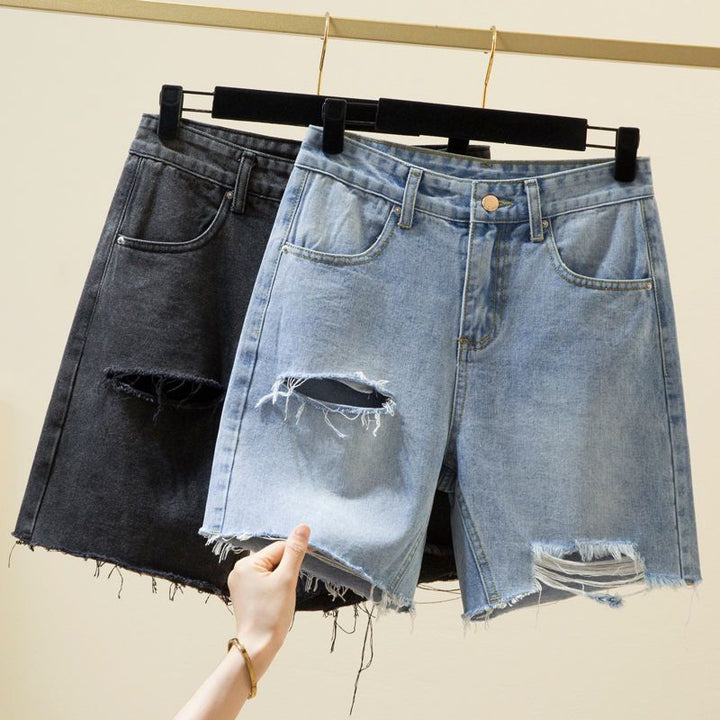 Stylish ripped high-waisted shorts