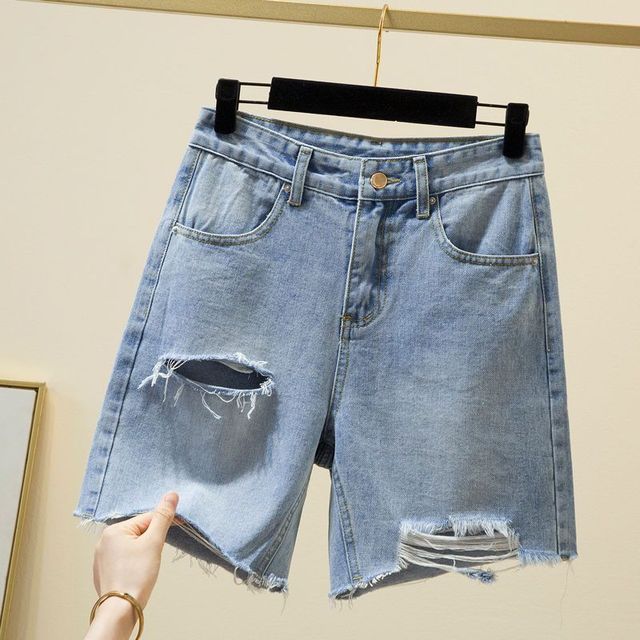 Stylish ripped high-waisted shorts