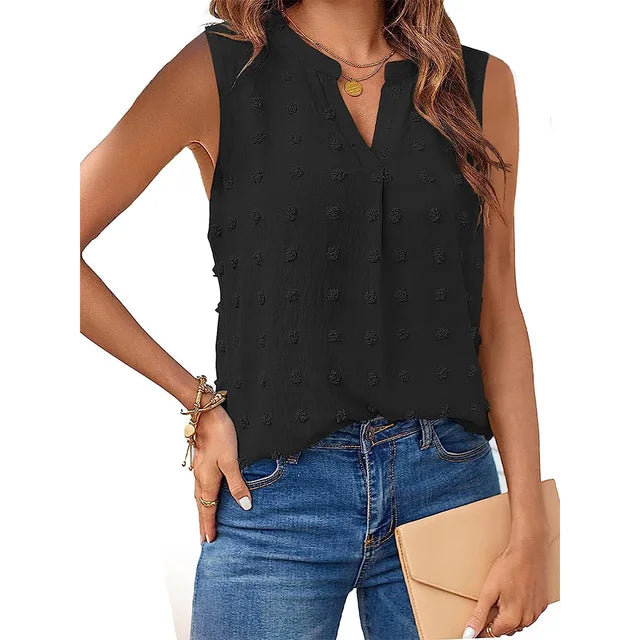 Sleeveless casual v-neck top