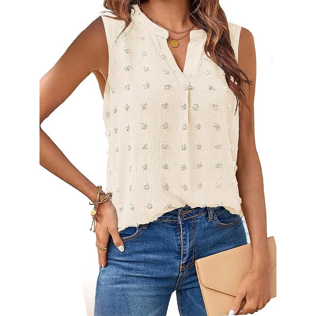 Sleeveless casual v-neck top