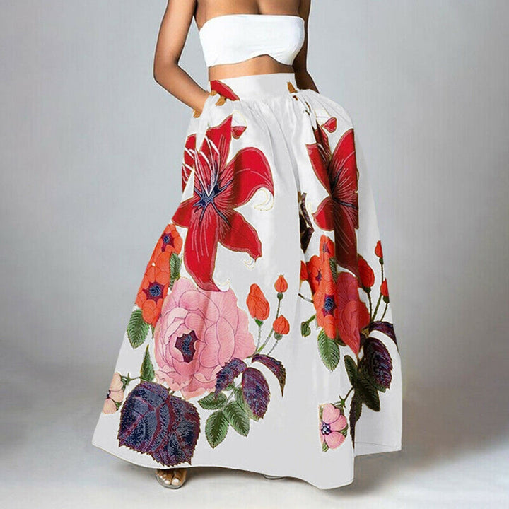 Floral print maxi skirt with vibrant design