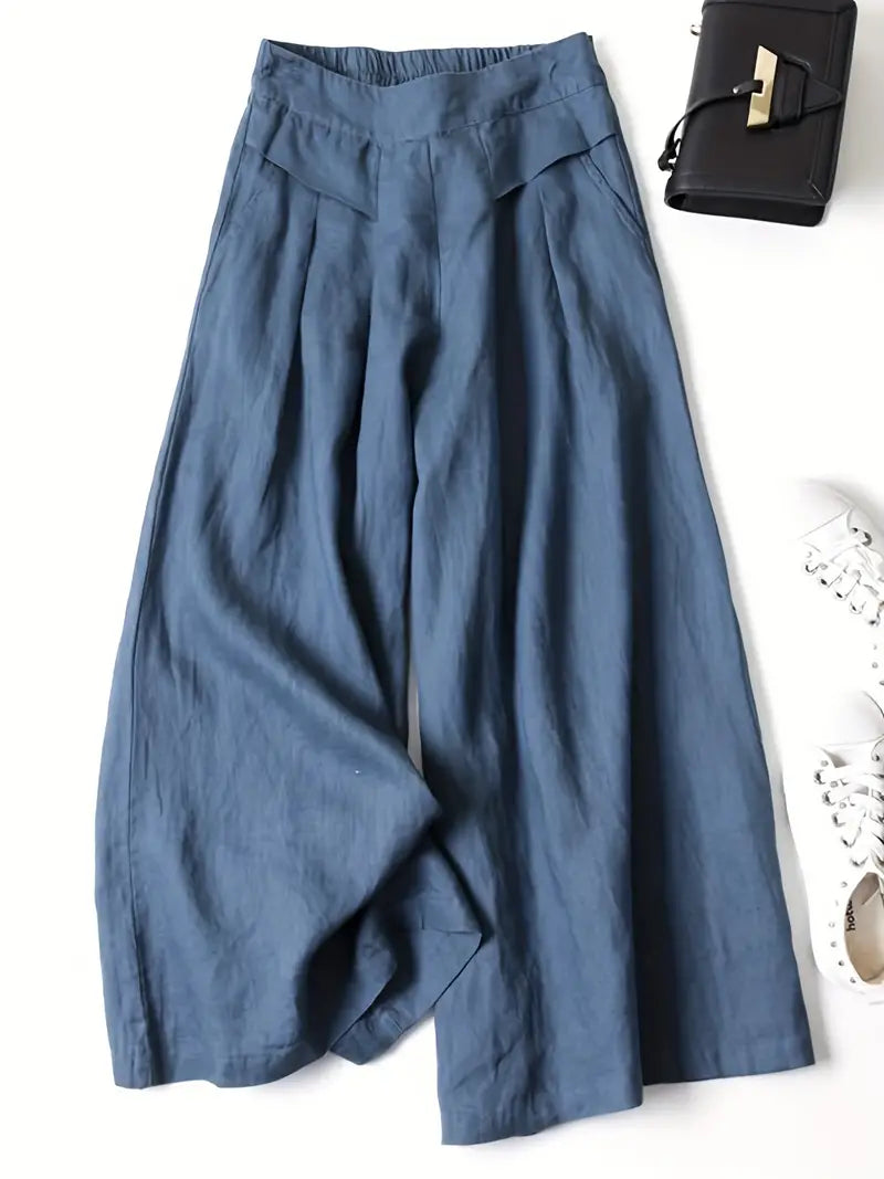 Plain colored palazzo pants with wide legs