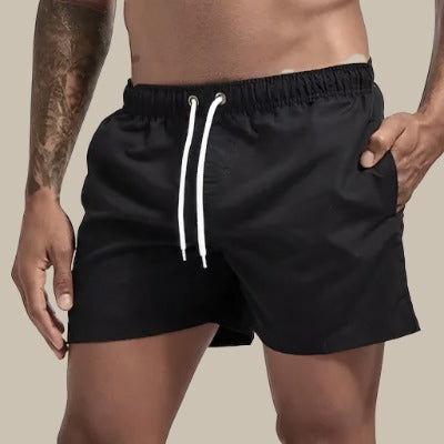 Quick-dry swim shorts with elasticated drawstring waist