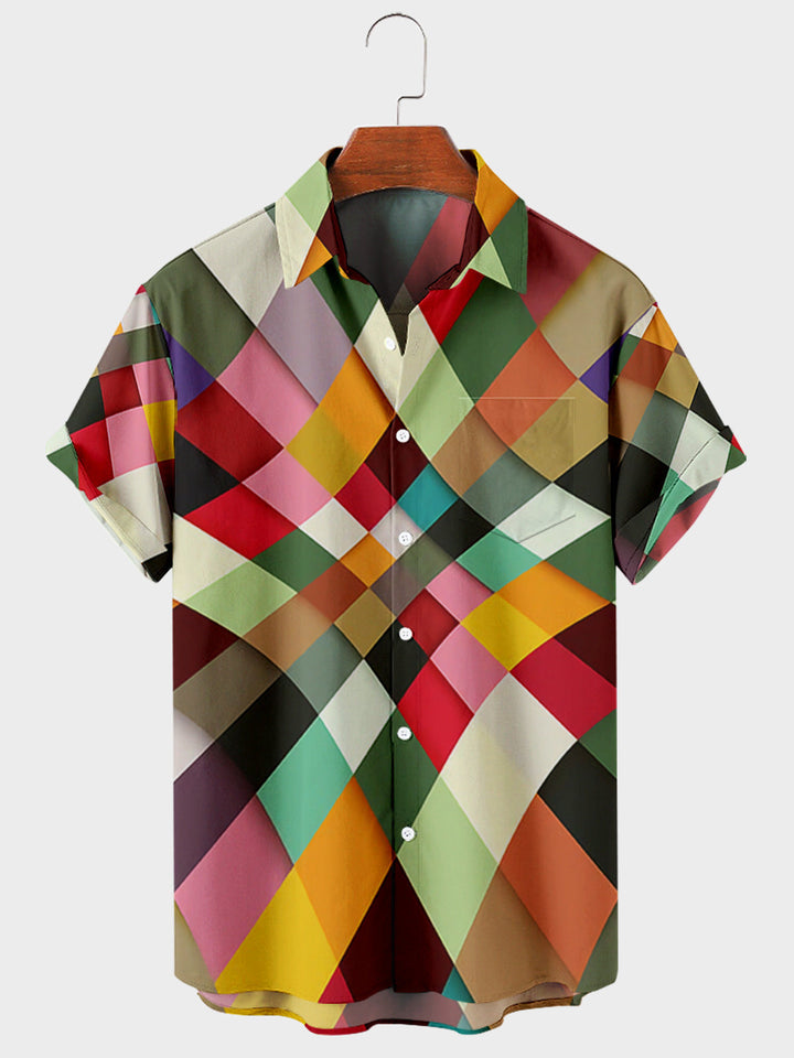 Men's short sleeve shirt with colorful print