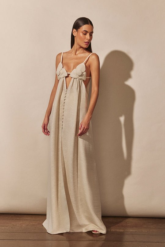 V-neck maxi dress with slit