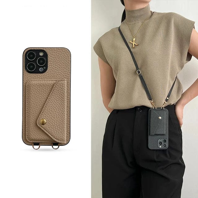 Crossbody phone case with key cord and card holder