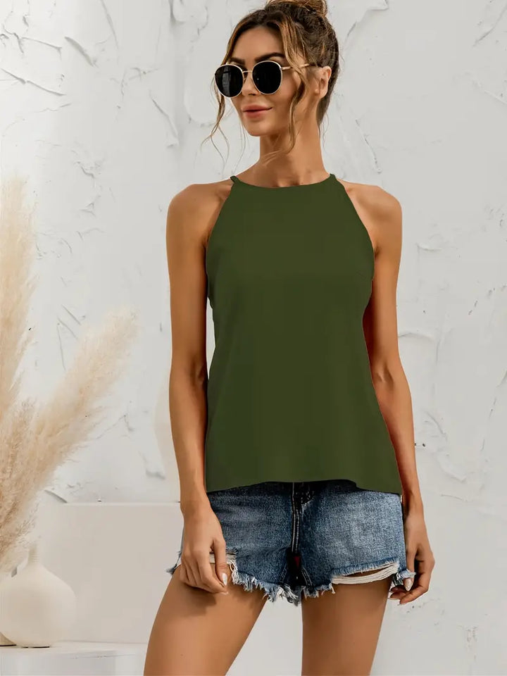 Round neck casual  halter top