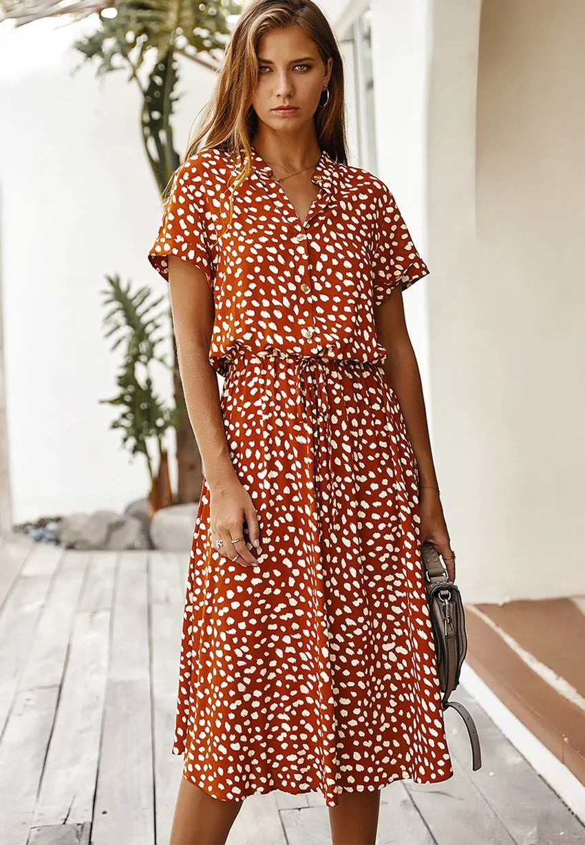 Lightweight midi dress with short sleeves