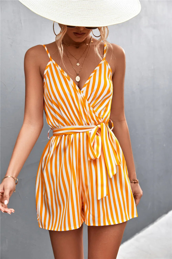 Sleeveless striped jumpsuit