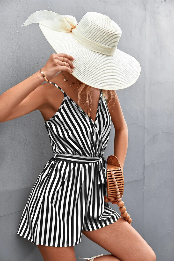 Sleeveless striped jumpsuit