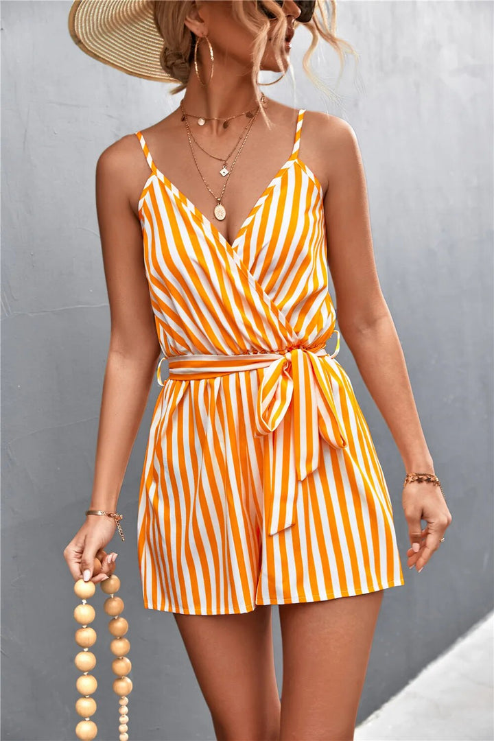 Sleeveless striped jumpsuit