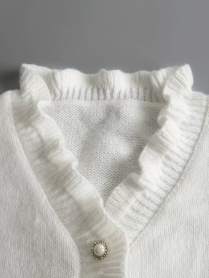 Luciana - Plain sweater with v-neck and buttons