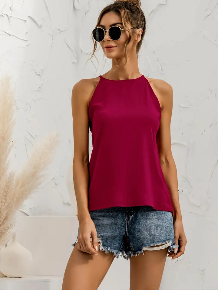 Round neck casual  halter top