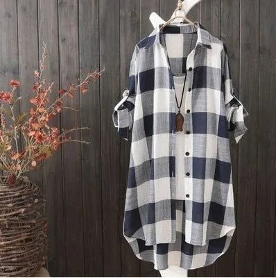 Oversized plaid shirt dress