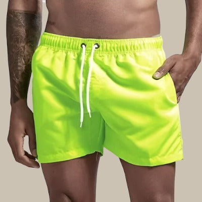 Quick-dry swim shorts with elasticated drawstring waist