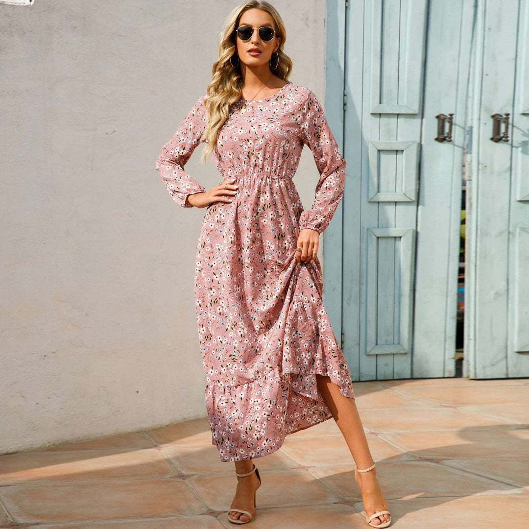 Floral maxi dress with long sleeves