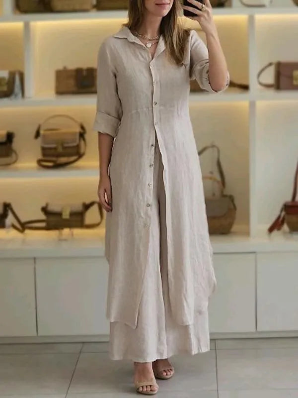 Elegant Cotton & Linen Two-Piece Set