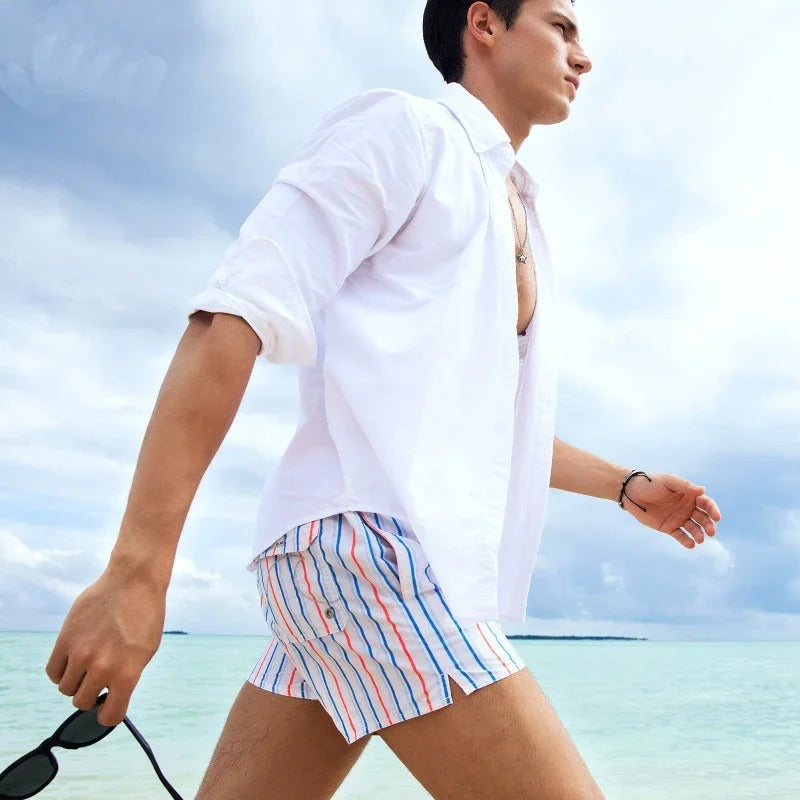 Striped swim shorts for men