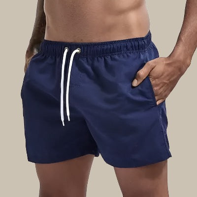 Quick-dry swim shorts with elasticated drawstring waist