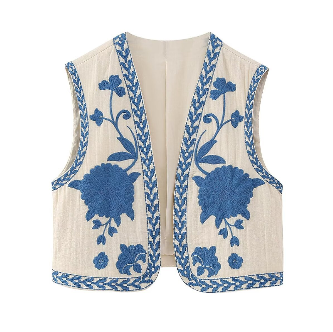 Timeless boho vest with floral details