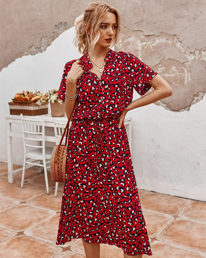 Lightweight midi dress with short sleeves