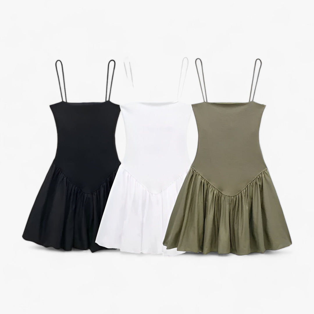 Elegant sleeveless mini dress with flared skirt