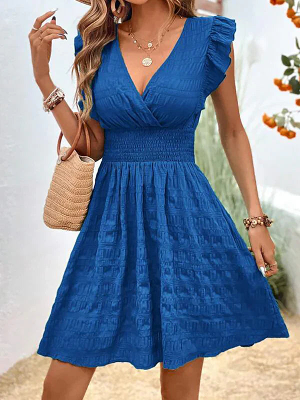 Casual dress with ruffled sleeves