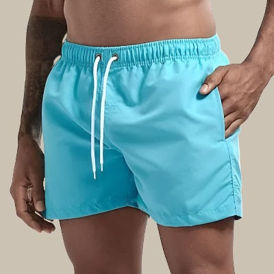 Quick-dry swim shorts with elasticated drawstring waist