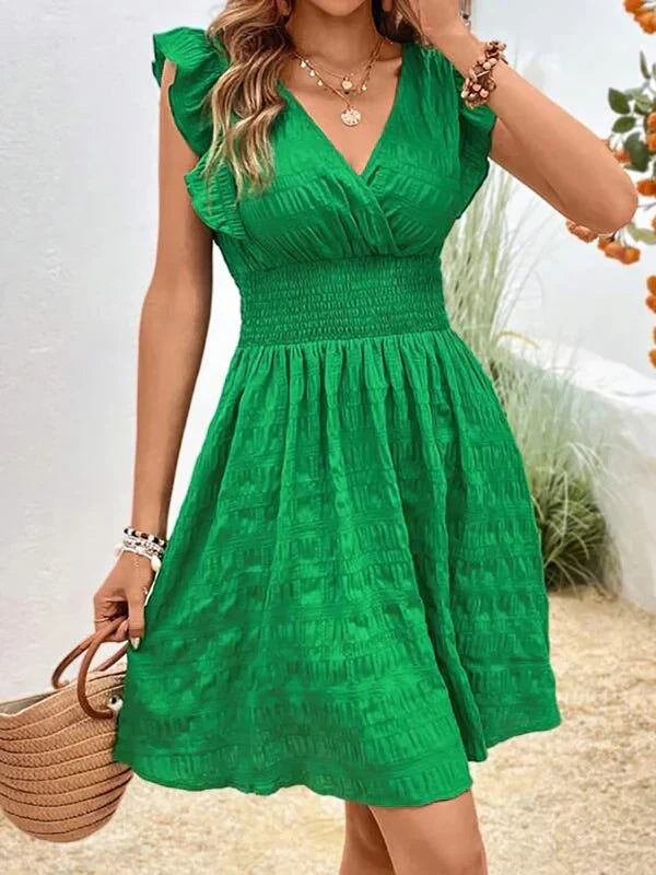 Casual dress with ruffled sleeves