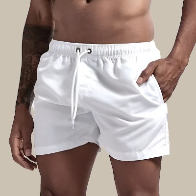 Quick-dry swim shorts with elasticated drawstring waist